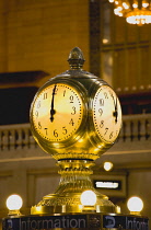 USA, New York, Manhattan, The Central Information four sided clock in Grand Central Terminal main concourse.