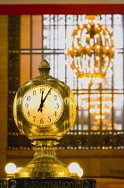 USA, New York, Manhattan, The Central Information four sided clock in Grand Central Terminal main concourse.