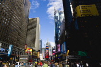 USA, New York, Manhattan, Times Square in the Theater District with skyscrapers carrying advertising.