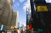 USA, New York, Manhattan, Times Square in the Theater District with skyscrapers carrying advertising.