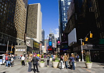 USA, New York, Manhattan, Times Square in the Theater District with skyscrapers carrying advertising.