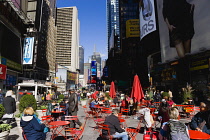 USA, New York, Manhattan, Times Square in the Theater District with skyscrapers carrying advertising.