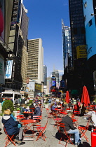 USA, New York, Manhattan, Times Square in the Theater District with skyscrapers carrying advertising.