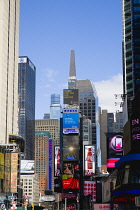 USA, New York, Manhattan, Times Square in the Theater District with skyscrapers carrying advertising.