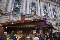 Ireland, North, Belfast, Christmas international food market in the grounds of the city hall.