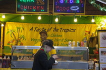 Ireland, North, Belfast, Christmas international food market in the grounds of the city hall.