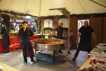 Ireland, North, Belfast, Christmas international food market in the grounds of the city hall.