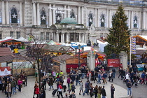 Ireland, North, Belfast, Christmas international food market in the grounds of the city hall.