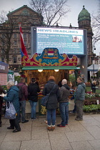 Ireland, North, Belfast, Christmas international food market in the grounds of the city hall.