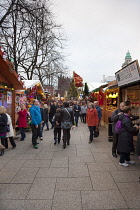 Ireland, North, Belfast, Christmas international food market in the grounds of the city hall.