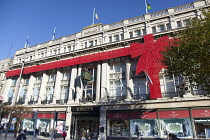 Ireland, Dublin, Exterior of Clerys department store on O'Connell Street decorated for Christmas.