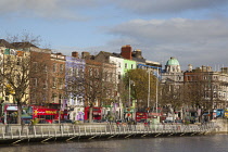 Ireland, Dublin, North side of River Liffey viewed from the Temple Bar side.