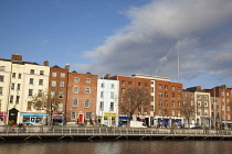 Ireland, Dublin, North side of River Liffey viewed from the Temple Bar side.