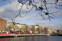 Ireland, Dublin, North side of River Liffey viewed from the Temple Bar side.