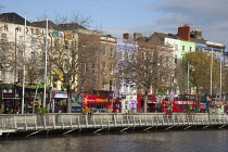 Ireland, Dublin, North side of River Liffey viewed from the Temple Bar side.