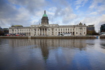 Ireland, Dublin, View across the River Liffey toward the Custom House.