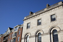 Ireland, Dublin, Old and new architecture next to Dame street and Dublin Castle.