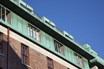 Ireland, Dublin, Temple Bar, Roof detail of the Clarence hotel on Essex Street.