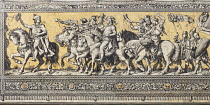 Germany, Saxony, Dresden, Furstenzug or Procession of Princes in Augustusstrasse a mural of 25,000 Meissen tiles that depicts 35 noblemen from the 12th century Konrad the Great to Friedrich August III...