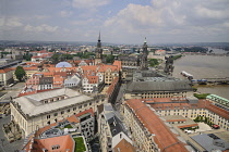 Germany, Saxony, Dresden, View of Dresden and the River Elbe from the dome of Frauenkirche.