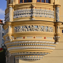 Germany, Saxony, Dresden, An ornate corner in Neumarkt Square near Frauenkirche.