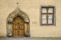 Germany, Saxony Anhalt, Lutherstadt Wittenberg, The Lutherhaus, Luther's residence until his death in 1546, Ornate doorway.