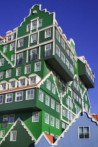 Netherlands, Noord Holland, Zaandam, A section of The Inntel Hotel whose construction design is based on the  traditional house facades of the Zaan Region.