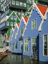 Netherlands, Noord Holland, Zaandam, A section of The Inntel Hotel whose construction design is based on the  traditional house facades of the Zaan Region.