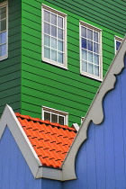 Netherlands, Noord Holland, Zaandam, A section of The Inntel Hotel whose construction design is based on the  traditional house facades of the Zaan Region.