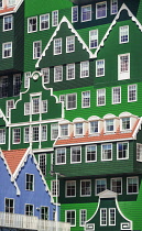 Netherlands, Noord Holland, Zaandam, A section of The Inntel Hotel whose construction design is based on the  traditional house facades of the Zaan Region.