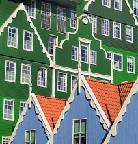 Netherlands, Noord Holland, Zaandam, A section of The Inntel Hotel whose construction design is based on the  traditional house facades of the Zaan Region.