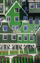 Netherlands, Noord Holland, Zaandam, A section of The Inntel Hotel whose construction design is based on the  traditional house facades of the Zaan Region.