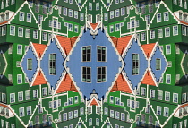 Netherlands, Noord Holland, Zaandam, Composite of sections of the Inntel Hotel whose construction design is based on the  traditional house facades of the Zaan Region.