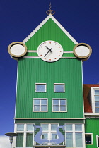 Netherlands, Noord Holland, Zaandam, Clock tower above Zaandam Railway Station.
