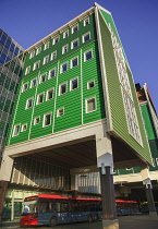 Netherlands, Noord Holland, Zaandam, Zaandam Town Hall, A section of one wing of the building with bus station underneath.