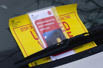 Law & Order, Traffic Control, Parking, notice on the windscreen of a car that has been wheel clamped.