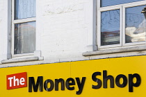 Business, Finance, Money, The Money Shop pawnbroker and payday loan shop sign. **Editorial Use Only**