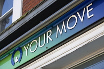 Business, Property, Estate Agency, Your Move estate agent's sign on the front of a high street shop. **Editorial Use Only**