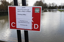 Climate, Weather, Flooding, Car Park flooded warning sign, Tunbridge Wells, Kent, England.