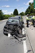 Transport, Road, Accidents, Kent Police attending a serious collision.
