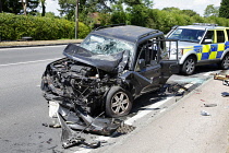 Transport, Road, Accidents, Kent Police attending a serious collision.