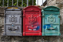 Italy, Tuscany, Lucca, Barga, Letter boxes in the old town.