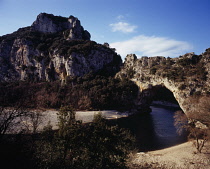 France, Ardech, Pont d'Arc, 5km high limestone arch in the Ardech Gorge