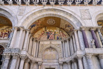 Italy, Venice, St Mark's Basilica, mosaic above a doorway depicting the recovery of St. Mark's body in Alexandria in 828 AD.