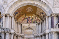 Italy, Venice, St Mark's Basilica, mosaic above a doorway depicting the recovery of St. Mark's body in Alexandria in 828 AD.