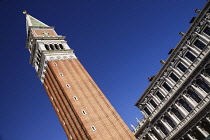 Italy, Venice, St Mark's Square, Campanile di San Marco, St Mark's Campanile or bell tower.