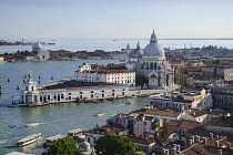 Italy, Venice, Church of Santa Maria della Salute across the Grand Canal  seen from the Campanile di San Marco.
