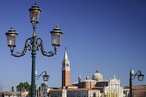 Italy, Venice,Church of San Giorgio Maggiore seen from the waterfront of the Piazzetta San Marco.