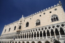 Italy, Venice, The Doge's Palace, a section of the facade.