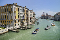 Italy, Venice, View of the Grand Canal from the Ponte dell'Accademia.